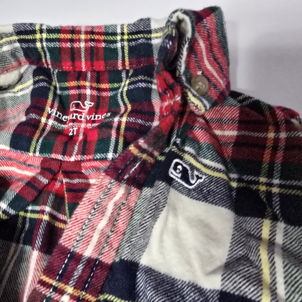 Vineyard Vines 2T Plaid Button Up Winter Christmas Red Black